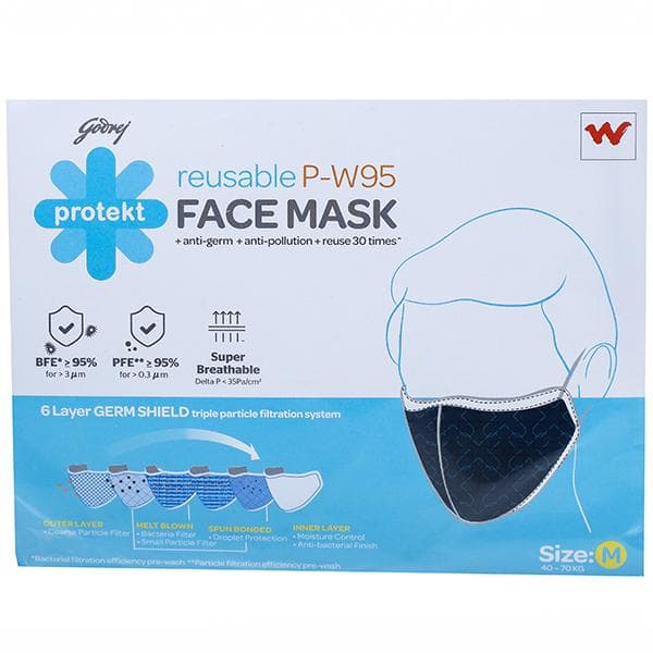 Godrej Protekt Reusable P-W95 Face Mask Navy Blue M