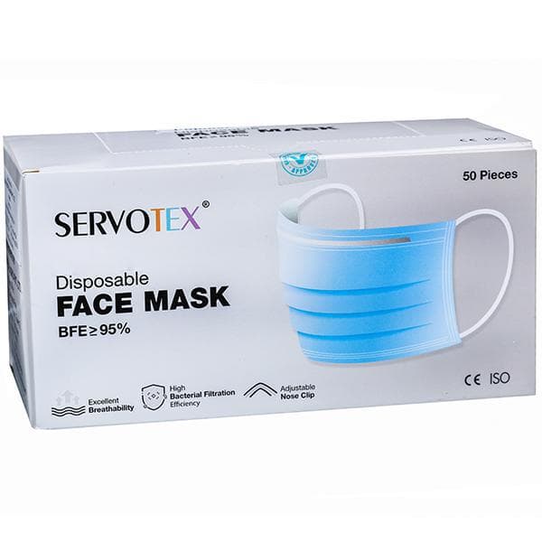 Servotex- Popular Disposable Face Mask with Nosepin 3 Layer Pack Of 50