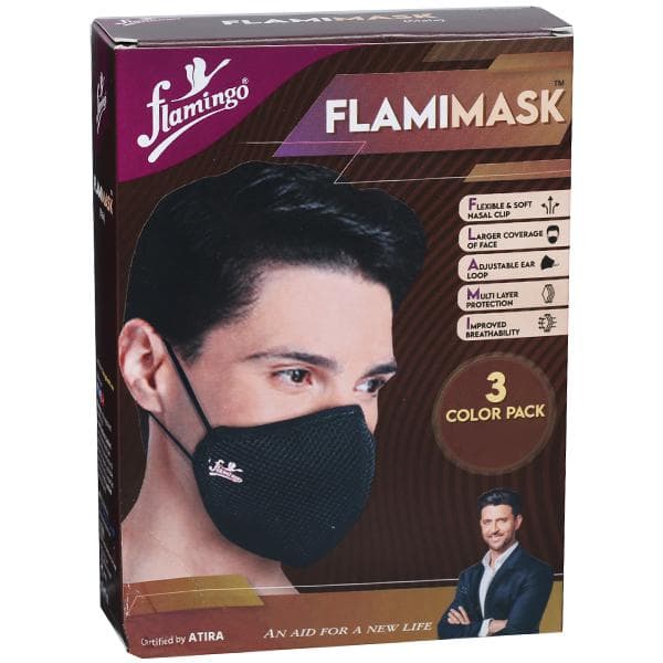 Flamingo Flamimask For Male Assorted Colour Face Mask Universal Pack Of 3