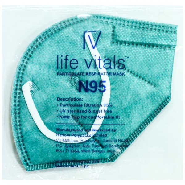 Life Vitals N95 Particulate Respirator Face Mask Green