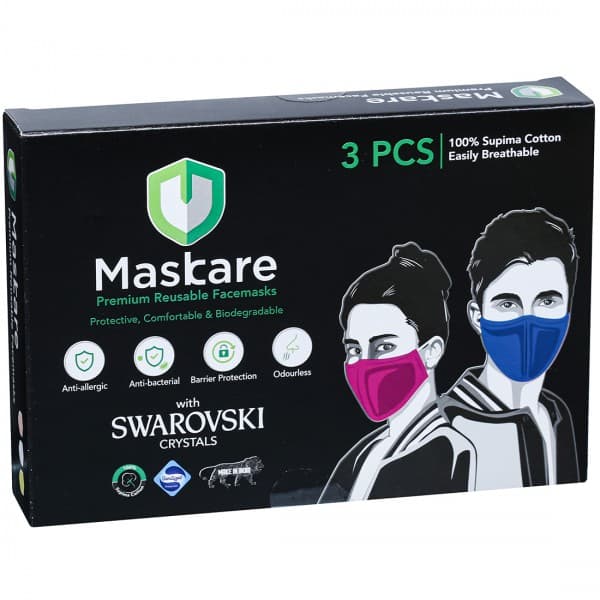 Maskare Premium Resuable Face Mask with Swarovski Crystals Pack Of 3