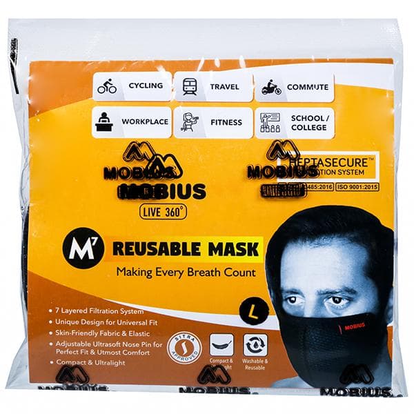 Mobius Reusable M7 Face Mask Black L
