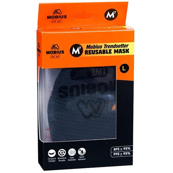 Mobius Reusable M7 Trendsetter Face Mask Black L