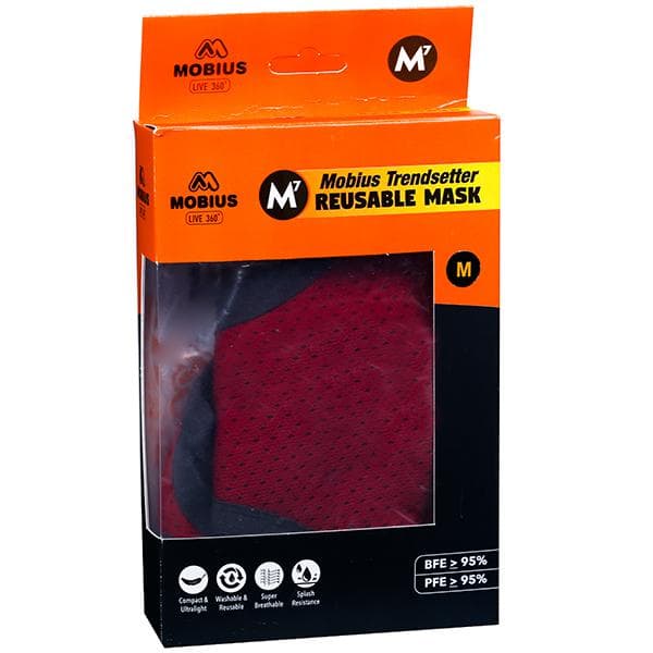 Mobius Reusable M7 Trendsetter Face Mask Red M