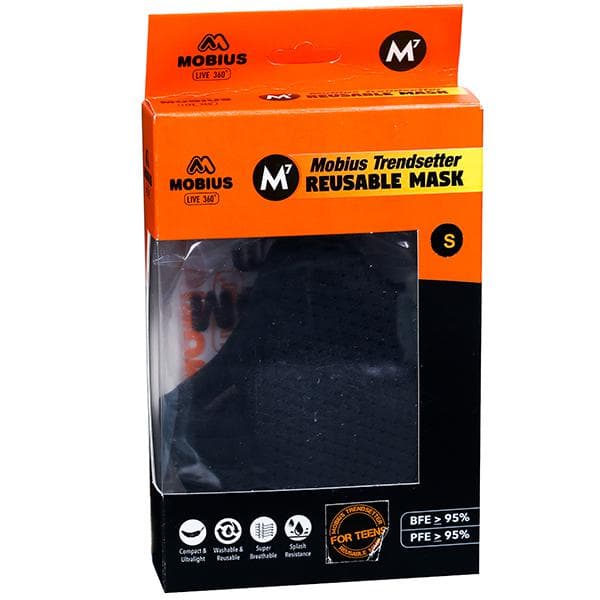 Mobius Reusable M7 Trendsetter Face Mask Black S