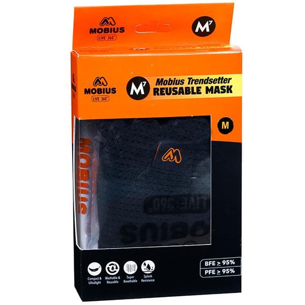 Mobius Reusable M7 Trendsetter Face Mask Black M