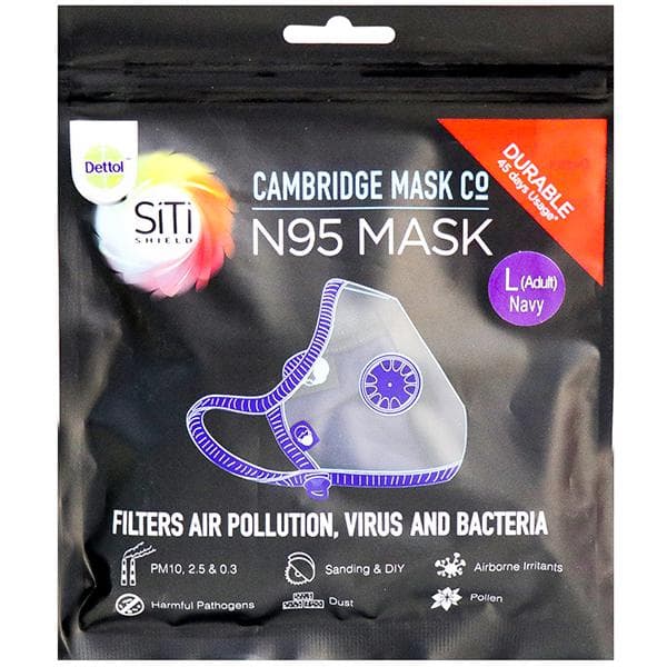 Dettol Siti Shield N95 Mask L (Adult) Navy 170 mm x 200 mm