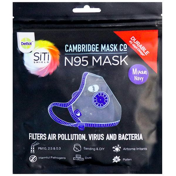 Dettol Siti Shield N95 Mask M (Adult) Navy 150 mm x 190 mm