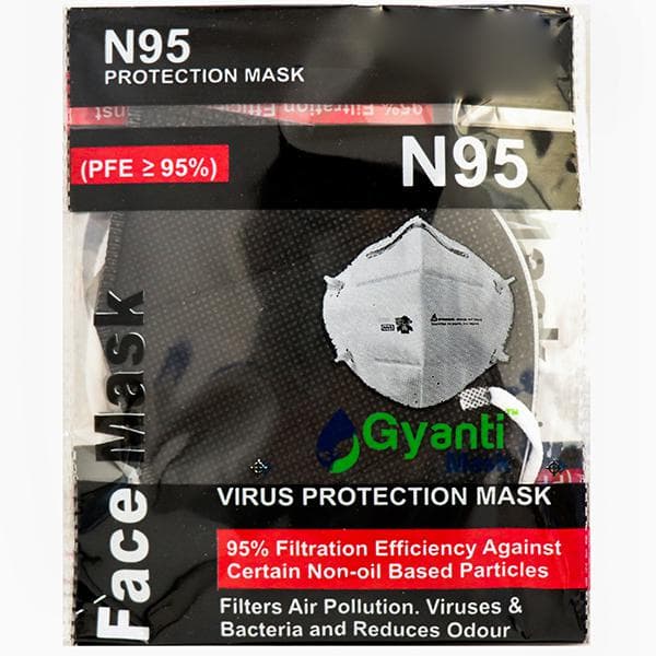 Gyanti Mask N95 Protection Mask Earloop (Black) Pack Of 3
