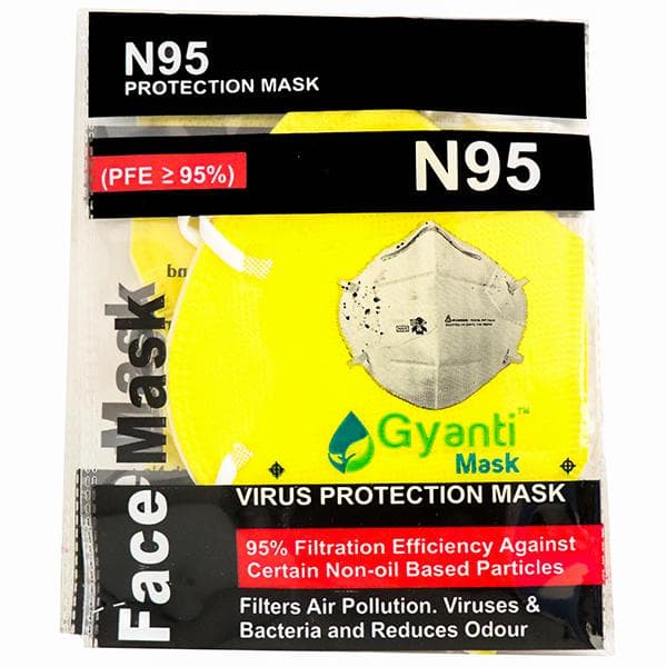 Gyanti Mask N95 Protection Mask Earloop (Yellow) Pack Of 3