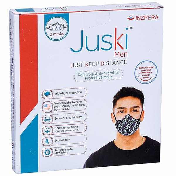 Juski Reusable Anti Microbial Protective Face Mask For Men Pack Of 2