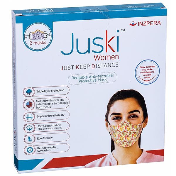 Juski Reusable Anti Microbial Protective Face Mask For Women Pack Of 2
