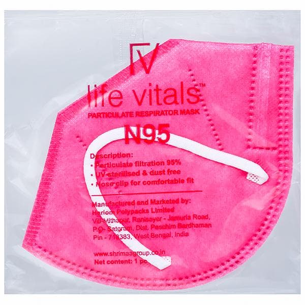 Life Vitals N95 Particulate Respirator Face Mask Pink