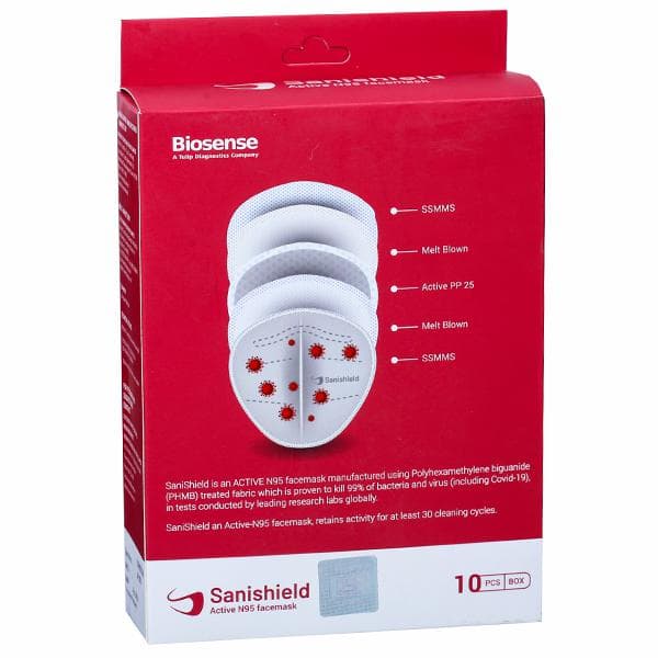 Sanishield Active N95 Face Mask (Biosense) Pack Of 10