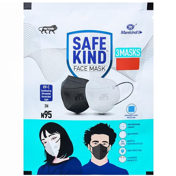 Safekind N95 Proguard 5 Layer Protection Face Mask Pack Of 3