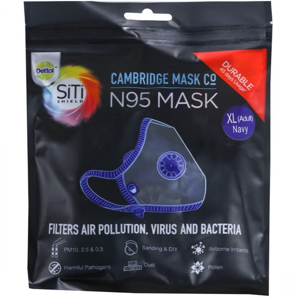Dettol Siti Shield N95 Mask XL (Adult) Navy 175 mm x 220 mm