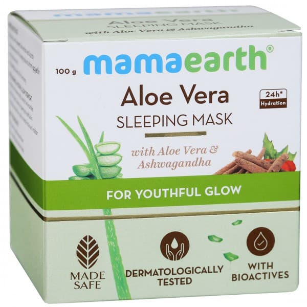 Mamaearth Aloe Vera Sleeping Mask with Aloe Vera & Ashwagandha for Youthful Glow 100 g