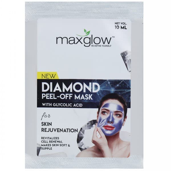 Maxglow Diamond Peel Off Mask with Glycolic Acid for Skin Rejuvenation 10 ml