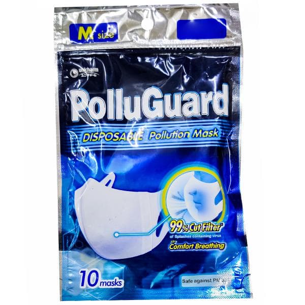 PolluGuard Disposable Pollution Mask PM 2.5 M (70 mm x 135 mm) Pack Of 10