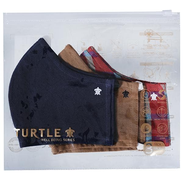 Turtle Face Mask OTAC-211 1001 FR Hand Woven Pack Of 3