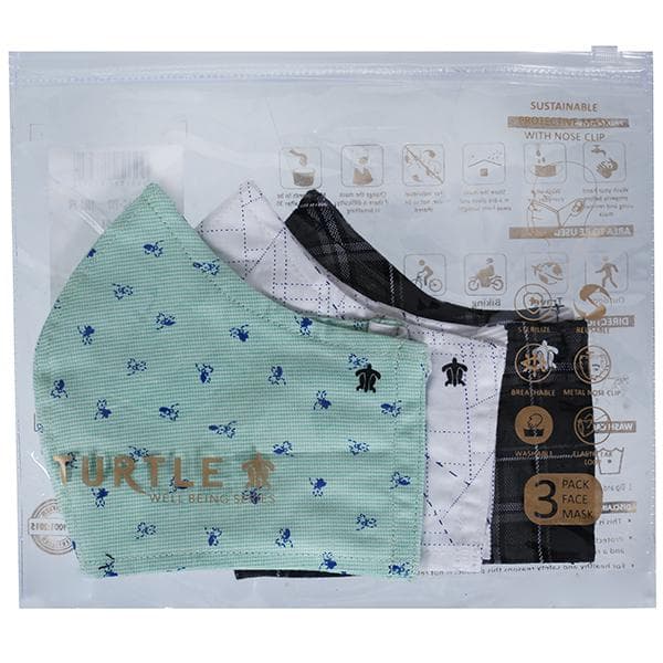 Turtle Face Mask OTAC-213 1001 FR Woven Pack Of 3