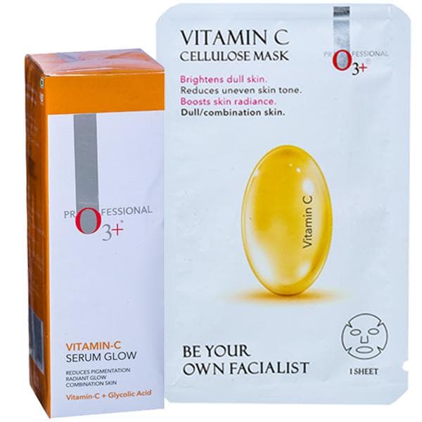 O3+ Professional Vitamin-C Serum Glow (Free O3+ Vitamin-C Cellulose Mask 30 g) 30 ml