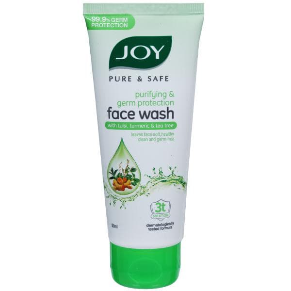 Joy Pure & Safe Purifying & Germ Protection Face Wash With Tulsi,Turmeric & Tea Tree 50 ml
