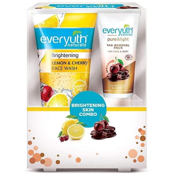 Everyuth Naturals Brightening Skin Combo (Lemon & Cherry Face Wash, Tan Removal Pack & Scrub) (100 g + 2 x 50 g)