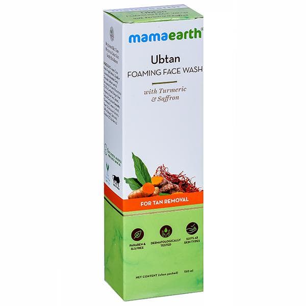 Mamaearth Ubtan Foaming Face Wash with Turmeric & Saffron for Tan Removal 150 ml