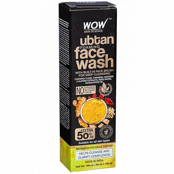 Wow Skin Science Ubtan Foaming Face Wash with Built in Face Brush (Extra 50%) 100 ml