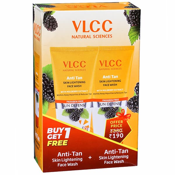 Vlcc Anti Tan Skin Lightening Sun Defense Mulberry Extract Face Wash (Buy 1 Get 1 Free) 2 x 150 g