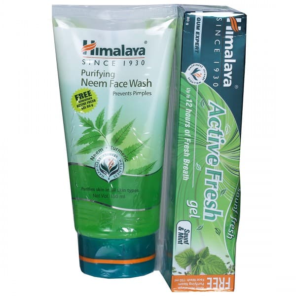 Himalaya Purifying Neem Face Wash (Free Himalaya Active Fresh Gel Toothpaste 80 g) 150 ml