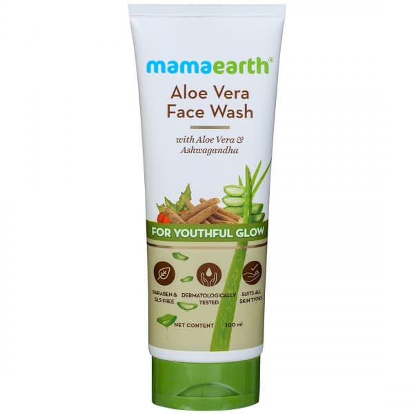 Mamaearth Aloe Vera Face Wash with Aloe Vera & Ashwagandha for Youthful Glow 100 ml
