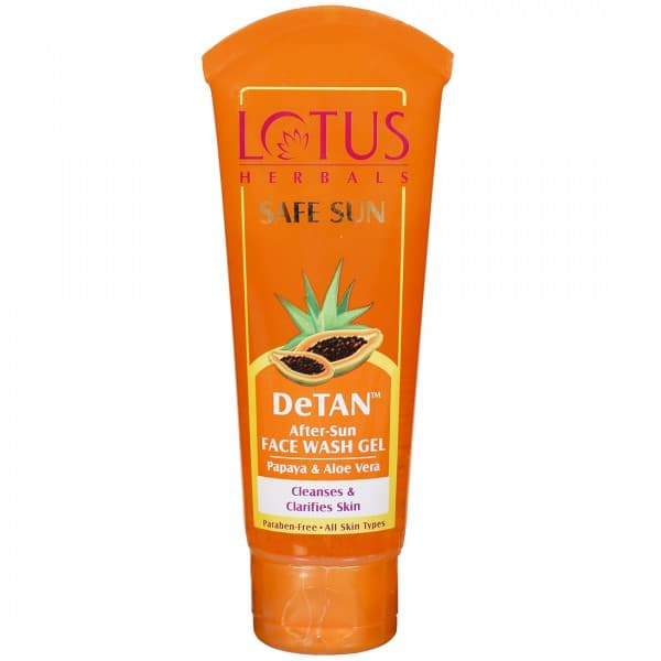 Lotus Herbals Safe Sun DeTan After Sun Face Wash Gel Papaya & Aloe Vera 100 g