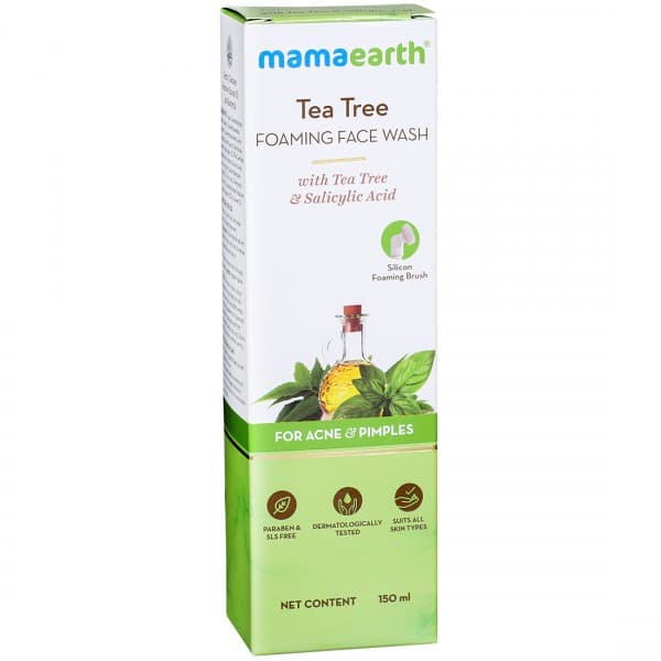 Mamaearth Tea Tree Foaming Face Wash for Acne & Pimples with Silicon Foaming Brush 150 ml
