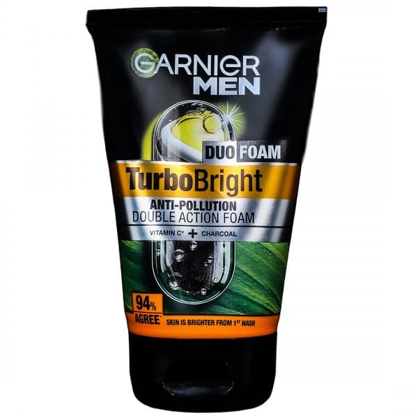 Garnier Men Duo Foam Turbo Bright Anti Pollution Double Action Foam Face Wash 100 g