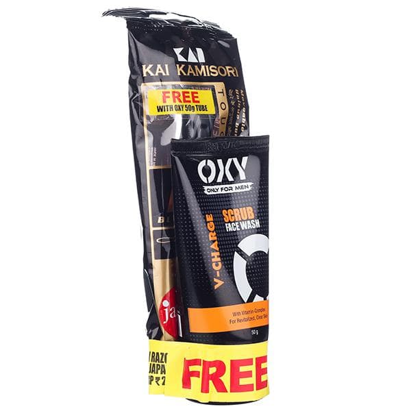 OXY V-Charge Scrub Face Wash (Free Kai Razor Rs 20) 50 g