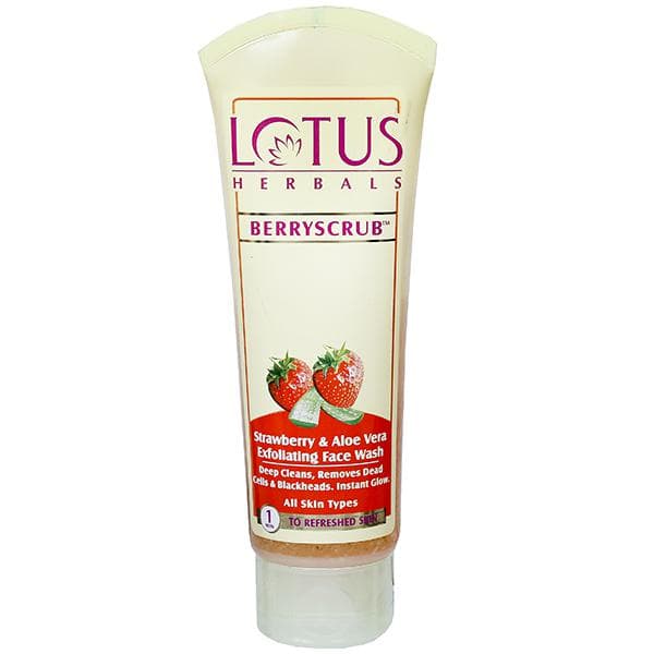 Lotus Herbals Berryscrub Strawberry & Aloe Vera Exfoliating Face Wash 80 g