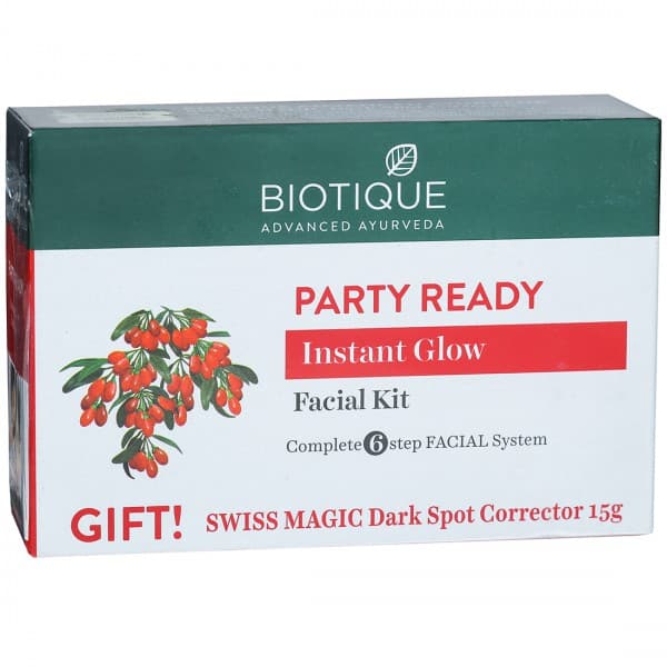 Biotique Party Ready Instant Glow Facial Kit (Free Swiss Magic Dark Spot Corrector 15 g) 5 x 10 g