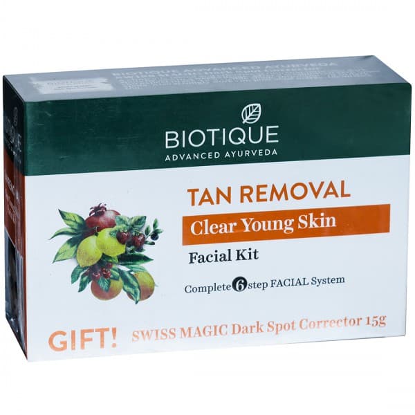 Biotique Tan Removal Facial Kit (Free Biotique Swiss Magic Dark Spot Corrector 15 g) 5 x 10 g