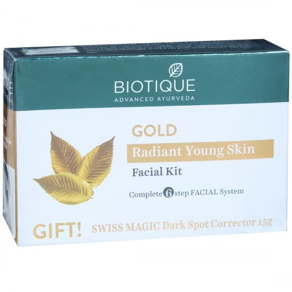 Biotique Gold Radiance Young Skin Facial Kit (Free Biotique Swiss Magic Dark Spot Corrector 15 g) 50 g