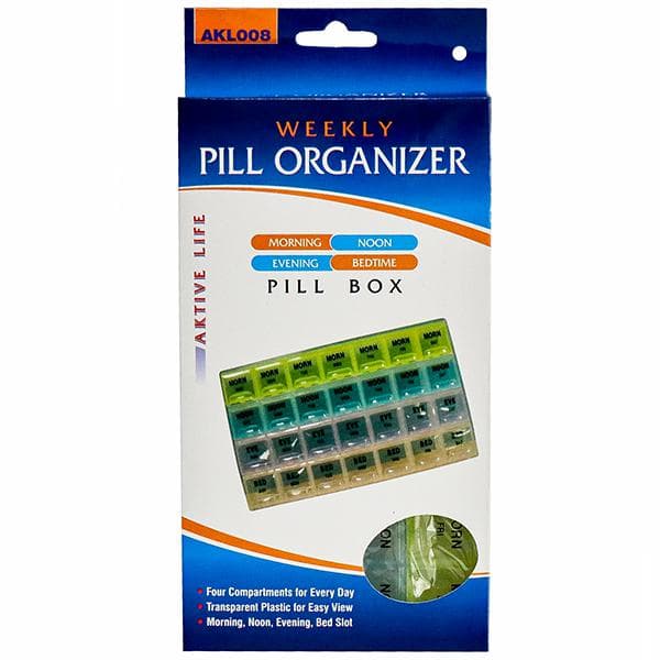 Aktive Life Weekly Pill Organizer Morning Noon Evening Bedtime Pill Box AKL008