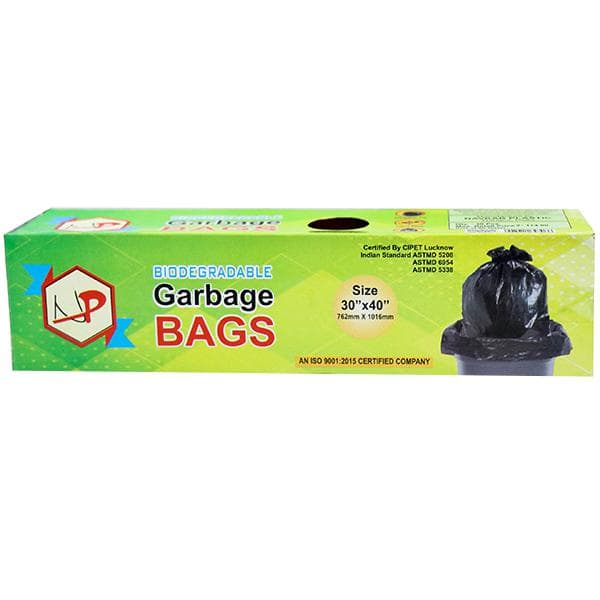 Biodegradable Garbage Bags 30'' x 40'' Black Pack Of 30