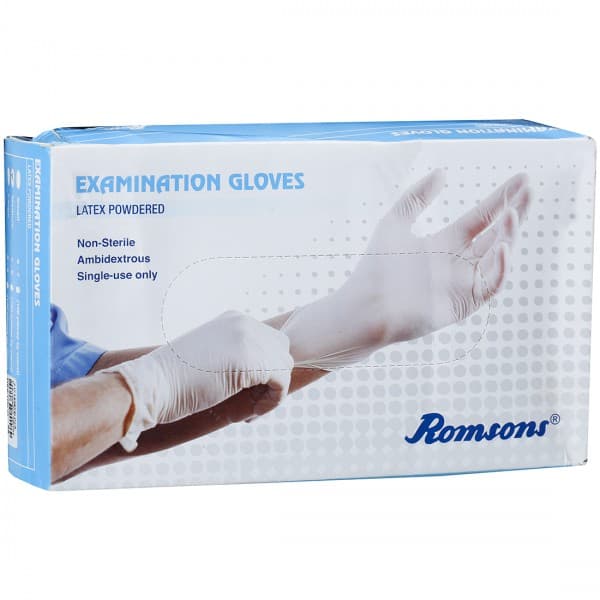 Examination Gloves Latex Powdered (Romsons) Medium Pack Of 100