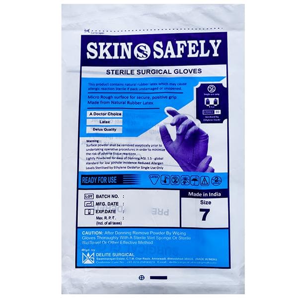 Skin Safely Sterile Surgical Gloves 7 No. Pack Of 2