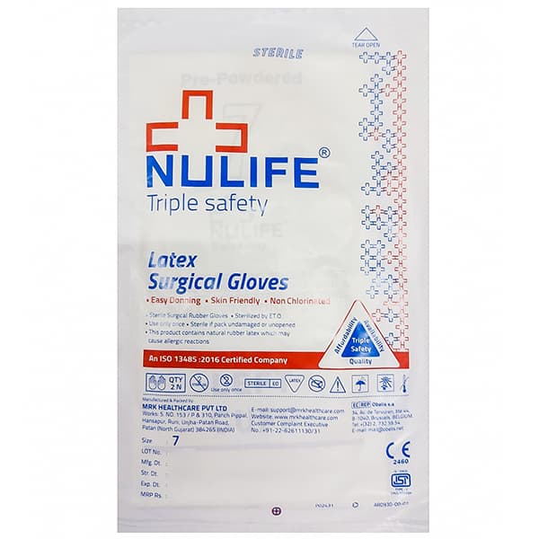Nulife Triple Safety Latex Medical Surgical Gloves (7 No Size) Pack Of 2