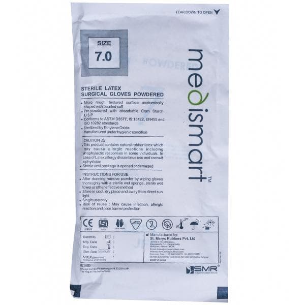 Medismart Sterile Latex Surgical Gloves Powdered 7.0 No Pack of 2