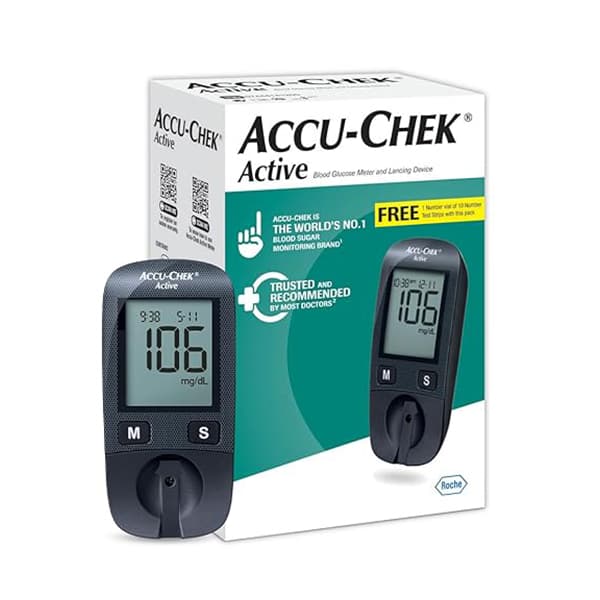 Accu Chek Active Glucose Monitoring System (Free 1 vial Of 10 Test Strip)