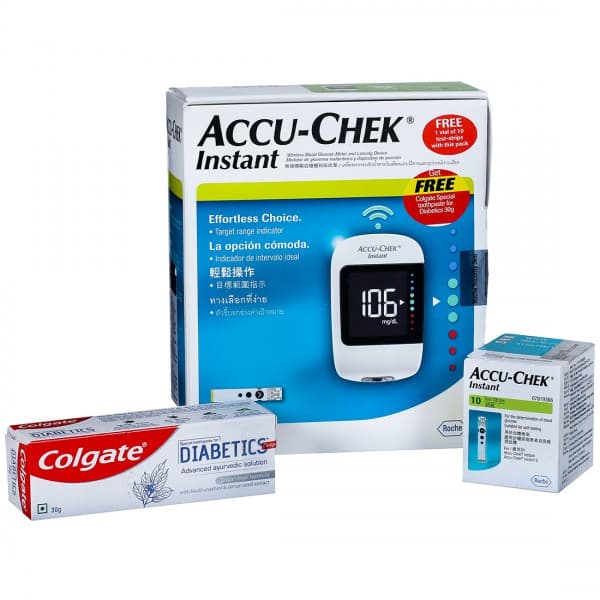 Accu Chek Instant Blood Glucose Monitor (Free 10 Test Strips + Colgate Special Toothpaste 30 g)