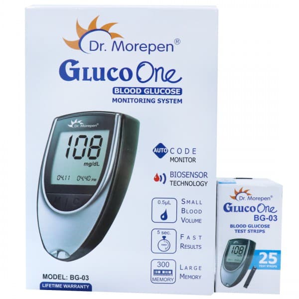 Gluco One BG 03 (Dr.Morepen) Blood Glucose Monitoring System With 25 Strips